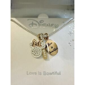 Disney Minnie Mouse “Love is Bowtiful” Necklace | Fine Silver Plated | NWT